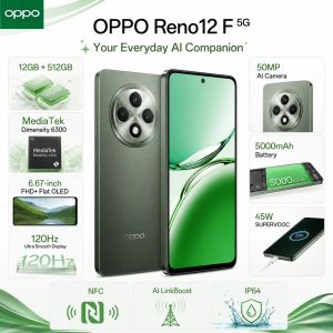 OPPO | 2026 new OPPO Reno12 F 5G 12GB+512GB Smartphone Dimensity 6300 120Hz OLED 50MP AI Camera 32MP Selfie 5000mAh 45W SUPERVOOC