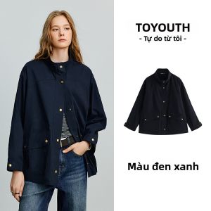 Toyouth | Áo Khoác Bông Phong Cách Nhà Hàng Xưa Cổ Áo Sơ Mi Form Rộng