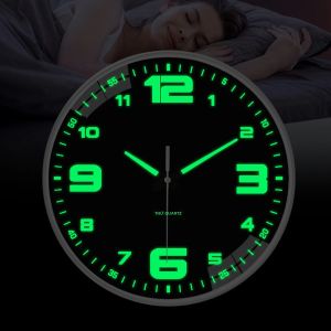 Đồng Hồ Treo Tường Không Tiếng Kêu Phát Sáng Trong Bóng Tối Chạy Pin Trang Trí Nhà Cửa Mặt Tròn Máy Quartz Luminova Phòng Khách (1 Cái)