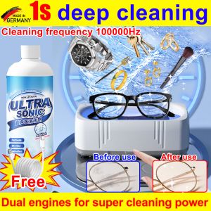 【Dual engines for super cleaning power】ultrasonic cleaner 360° all-round stain removal ultrasonic cleaner machine 100000Hz deep cleaning  spectacle cleaner can Washing glasses jewelry necklaces watches rings etc. 超声波清洗机