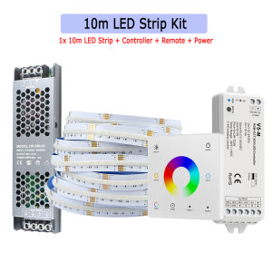 5M 10M 20M COB RGB+CCT LED Strip 24V Flexible Dimmable Room Ceiling Cabinet Liner Light Decor 2.4G RF Touch Panel Remote Control
