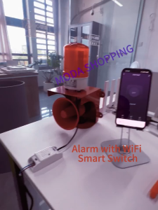 WiFi Controlled Industrial Alarm Tuya App Smartlife App AC220V 50/60Hz 120dB Security Alarm Kit with Tuya Smart Switch