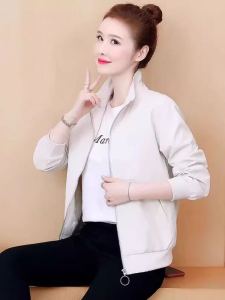 แจ็คเก็ตสั้นทรงสลิมฟิตสำหรับผู้หญิง ฤดูใบไม้ผลิและฤดูใบไม้ร่วง สไตล์เกาหลี ปกจั๊ม แจ็คเก็ตแบบลำลอง สีสันสดใส แฟชั่น