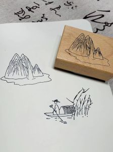 [Watching Mountains and Watching Water Sitting Alone] Lonely Boat Landscape Poetry Original Antiquity Notebook Unofficial Personal Seal Rubber Stamp Cultural and Creative Chapter