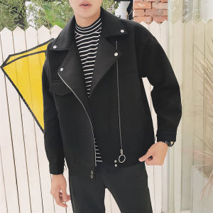 Fall and Winter Three-Piece Suit Woolen Coat Short Mens Casual Silm Ruffle Handsome Stylish Flow Trench Coat Suit Fashion Matching Clothes