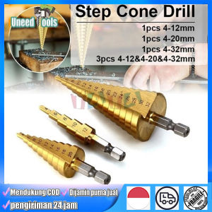 Mata bor pagoda(4-12 4-20 4-32)3pcs Multi Step Drill Hss titanium coating hexagon ekspander pelubang lubang