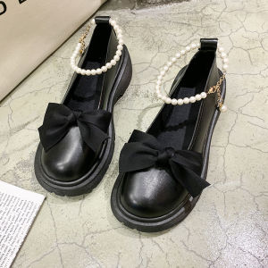 รองเท้า Mary Janes ส้นหนา สำหรับผู้หญิง ทรงหัวมน สไตล์หวาน รองเท้าผ้าใบพื้นยาง พื้นรองเท้า PU ทรงหัวมน สวมใส่สบาย