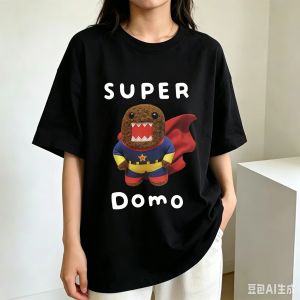 Sanrio | Super Domo Kun Funny Meme T Shirts Mens Women Vintage Fashion Oversized Cotton T-shirt Man Casual High Quality Clothing T Shirt