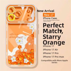 KEYOUQU | Orange iPhone 17 Pro Case with Floral Design and Full Protection