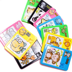 6PCS Animal Number Plastic Slide Puzzle - Logic Early Education Childrens Puzzle Toy School Kindergarten Gift