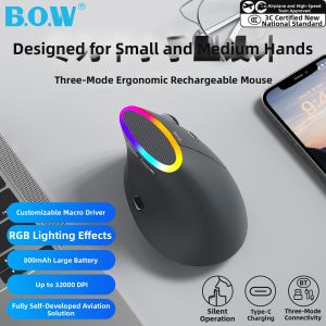 B．O．W | Ergonomic 3-Mode Vertical Mouse USB Charged Quiet Gaming Office