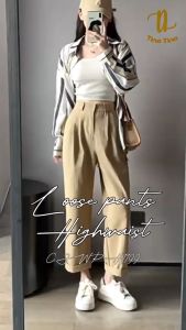 TINO-TINO H1199 Loose Pants Higwaist Basic Daily Trousers Wanita Import Celana Kulot Wanita Premium
