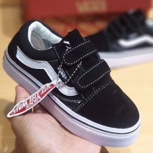 SEPATU VANS1 ANAK LAKI LAKI PEREMPUAN HITAM PUTIH PEREKAT TALI SEPATU SEKOLAH SD LAKI LAKI PEREMPUAN