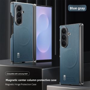 For Magsafe Wireless Charging Phone Case for Samsung Galaxy Z Fold 7 6 5 4 Fold7 Leather Hinge Protection Shockproof Cover