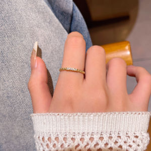 แหวนเปิดรูปแบบเรียบง่ายหรูหรา แหวนเงินสำหรับผู้หญิง แหวนแฟชั่น แหวนเพชร แหวนสไตล์เกาหลี แหวนโลหะผสม แหวนเงิน แหวนทอง