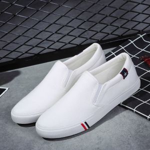 Shoes for Men Oversized Casual Canvas Slip-on Sneakers Flat-bottom Breathable One Pedal Plus Size 45 46 47