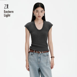 Eastern Light | High Elasticity Fitting 60s High-count Yarn U-neck Knit T-shirt
