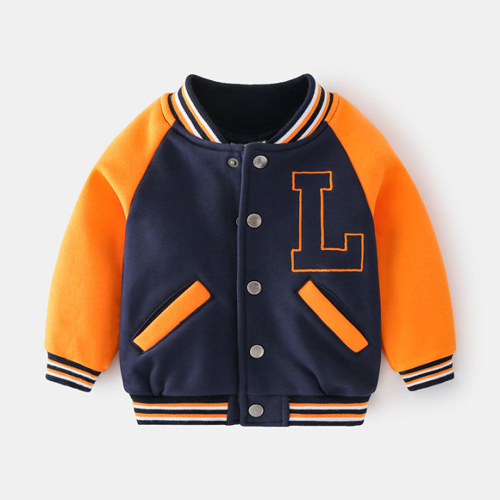 Rolanko Baseball Jacket for Kids School Boys Coat Fall Winter Fleece ...