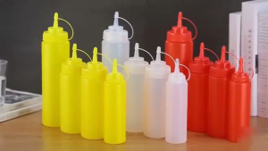 250ML/360ML/500ML/1000ML Clear Plastic Squeeze Bottle Condiment Dispenser Oil Bottles Kitchen Gadget Bottle for Condiment Clear Plastic Squeeze Bottle Condiment Dispenser
