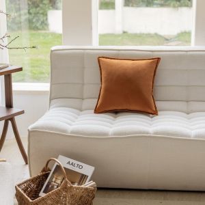 INS Accessible Luxury Wool-like Orange Cushion Model Room Houndstooth Pillow Cover Modern Minimalist Sofa Living Room Pillows