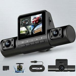 1080P Full HD 4-lens Dash Cam Wide Angle Loop Recording Button Control IPS Screen for Cars Vehicle Camera