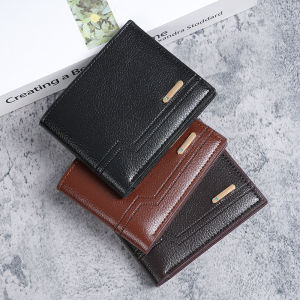Mens Short Fashion Casual Wallet Alligator Pattern Soft Leather Multi-Card Large Capacity Mini Wallet Car Stitching Line