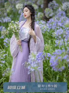 Monet Garden Pink Purple Oil Painting Inspired Song Dynasty Skirt Chinese Restaurant Revamped Regency Style Womens Hanfu Skirt