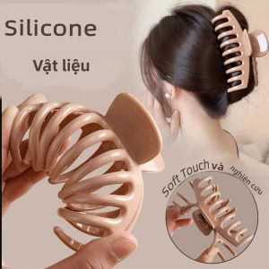 Kẹp Tóc Silicon Thanh Lịch Dành Cho Nữ Màu Trơn Kiểu Cá Mập Kẹp Tóc Thời Trang Phía Sau Đầu Dành Cho Các Cô Gái Phong Cách Thường Ngày