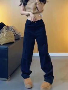 High Waist American Style Work Pants Womens Spring Autumn New Loose Casual Trousers Large Pocket Floor Length Hide Hip