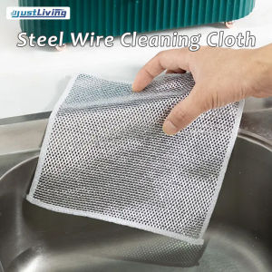 JustLiving 6/12Pcs New Multifunctional Non-scratch Wire Dishcloth Restaurant Multipurpose Wire Dishwashing Rags for Wet and Dry Scrubs Cleans for Dishes/ Sinks/ Counters Stove Tops
