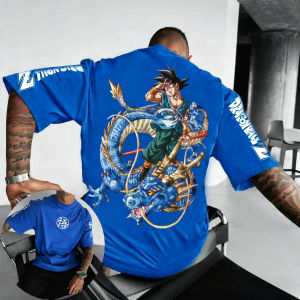 Dragon Ball Y2K Versatile T-shirt Mens Autumn/Winter New Shenron Anime Printed Casual Harajuku Loose Plus Size Parent-child Top