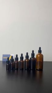 LL Beauty Serum Thick Bottle Amber Glass Dropper Liquid Toner Essentials Oil Aromatherapy Black Cap Botol Kaca Pembungkusan Kosmetik 玻璃滴管瓶