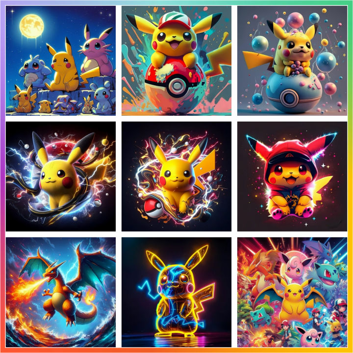 Pikachu Pokemon Tranh Gắn Đá Phong Cách Hoạt Hình Acrylic 5d Tự Làm ...