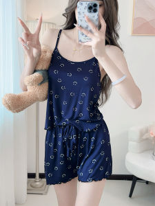 Bộ Đồ Ngủ Modal Dáng Rộng Thoải Mái Không Tay Mùa Hè Cho Nữ Bộ Đồ Ngủ Hai Mảnh in Hình Mặt Cười Bộ Đồ Mặc Nhà Cỡ Lớn