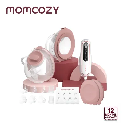 Momcozy V2 Pro Electric Breast Pump - Ultralight & Compact Portable Double Breast Pump Handsfree with 3 Suction Levels & 15 Levels Quiet Pumping Breast Pump Electric with Leak-Proof DoubleFit Flange