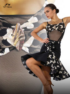YJFY Dance | Professional Latin Ballroom Dance Practice Bodysuit Spaghetti Strap Mesh