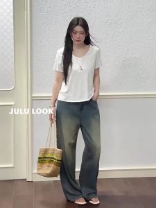 JULULOOK | Áo Thun Đa Năng Cổ V Gập Cạnh