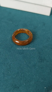 Nhẫn đá Mã Não băng ngọc thủy tảo (moss agate) size đk 19-20mm dày 6.5 li độc đáo | Hoa Minh Gem