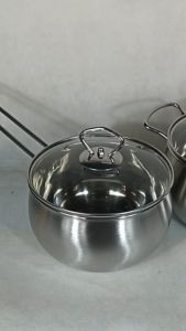 Set Panci Stainless Steel Eco-Friendly 2 Potong 16cm/18cm dengan Tutup Kaca - Warna Silver