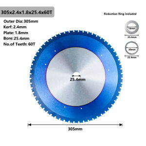 XCAN 1pc Metal Cutting Disc 136/165/180/230/305/355mm Carbide Circular Saw Blade 36-90T For Aluminum Iron Steel Nano Blue Coated