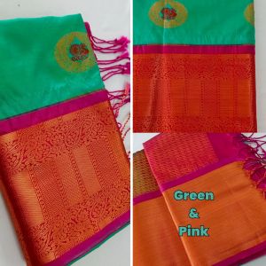 Kanjipuram Pattu Saree with Copper border.