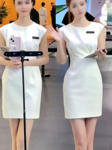 ชุดเดรสผู้หญิงทรงเอเอวสูง ทรงเข้ารูป แขนกุด คอตั้ง ทรงเอ ทรงเข้ารูป แฟชั่น ฤดูร้อน 2025 ชุดงานปาร์ตี้ ชุดทำงาน ชุดเดรสผู้หญิง