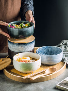 Japanese Style Ceramic Bowl Noodle Soup Student Dormitory Personal Use Dishware Porcelain Bowl Home Use Rice Noodle Bowl