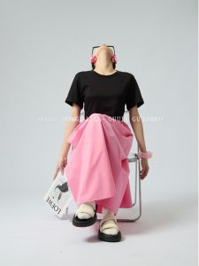 Casual High Waist Floral Print Dress Womens plus Size A-Line Skirt Short Sleeve round Neck Summer Dress Guuli Collision Color Petal Splicing