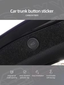 For Tesla 2019- Model 3 Highland 2024 Model Y Juniper Carbon Fiber Rear Trunk Switch Button Trim Sticker Car Interior Accessory