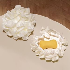 2-In-1 Bath Ball Towel Loofah With Drawstring Closure For Soap Soft Exfoliating Mesh Shower Sponge Skin Care Bathing Tool