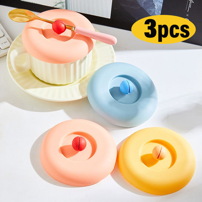 YESPERY 1/3Pcs Universal Silicone Cup Cover Round Tea Coffee Sealed Lids Anti-Dust Reusable Cup Lid Heat Resistant Mug Lid Drinking Accessories