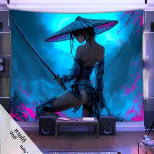 VIKAMA ไซเบอร์พังค์การ์ตูนอะนิเมะเรืองแสงพรมสำหรับห้องนอนห้องนั่งเล่นสำนักงานแขวนผนังและตกแต่งบ้าน