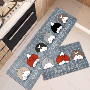 VIKAMA Cute Cartoon Pet Kitchen Carpet Entrance Non slip Floor Mat Claw Print Indoor Entrance Floor Mat Home Decoration