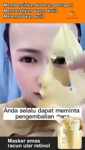 3 PCS - HUNMUI GOLD Masker Wajah Emas Retinol Anti Kerutan Dan Flek Hitam - HUASURV | Masker Telur Wajah Glowing Peel Off Mask 100gr